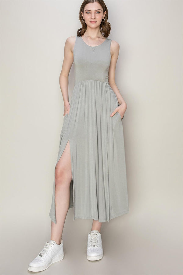 HYFVE Sleeveless Slit Midi Dress - Happily Ever Atchison Shop Co.