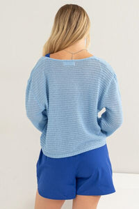 HYFVE V - Neck Stripe Texture Long Sleeve Top - Happily Ever Atchison Shop Co.