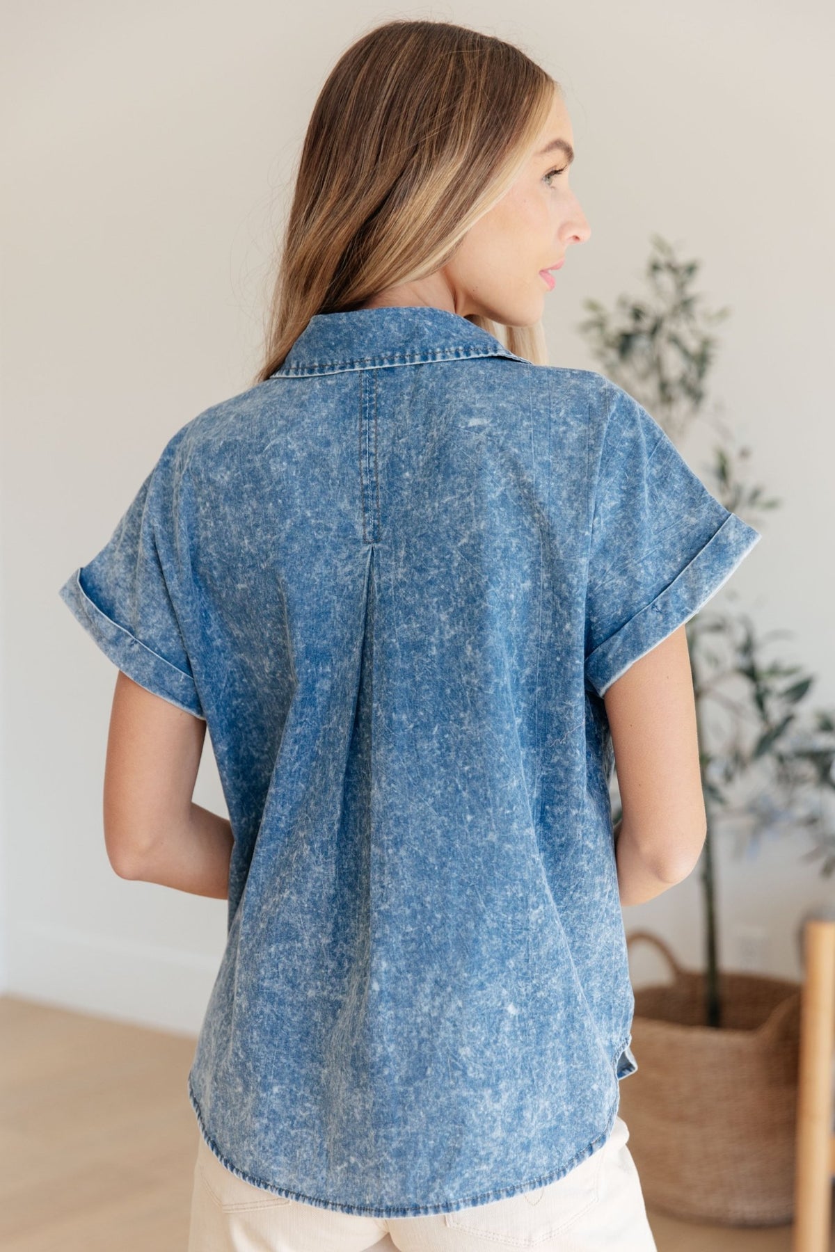 I Could Be Famous Denim Button Up - Happily Ever Atchison Shop Co.