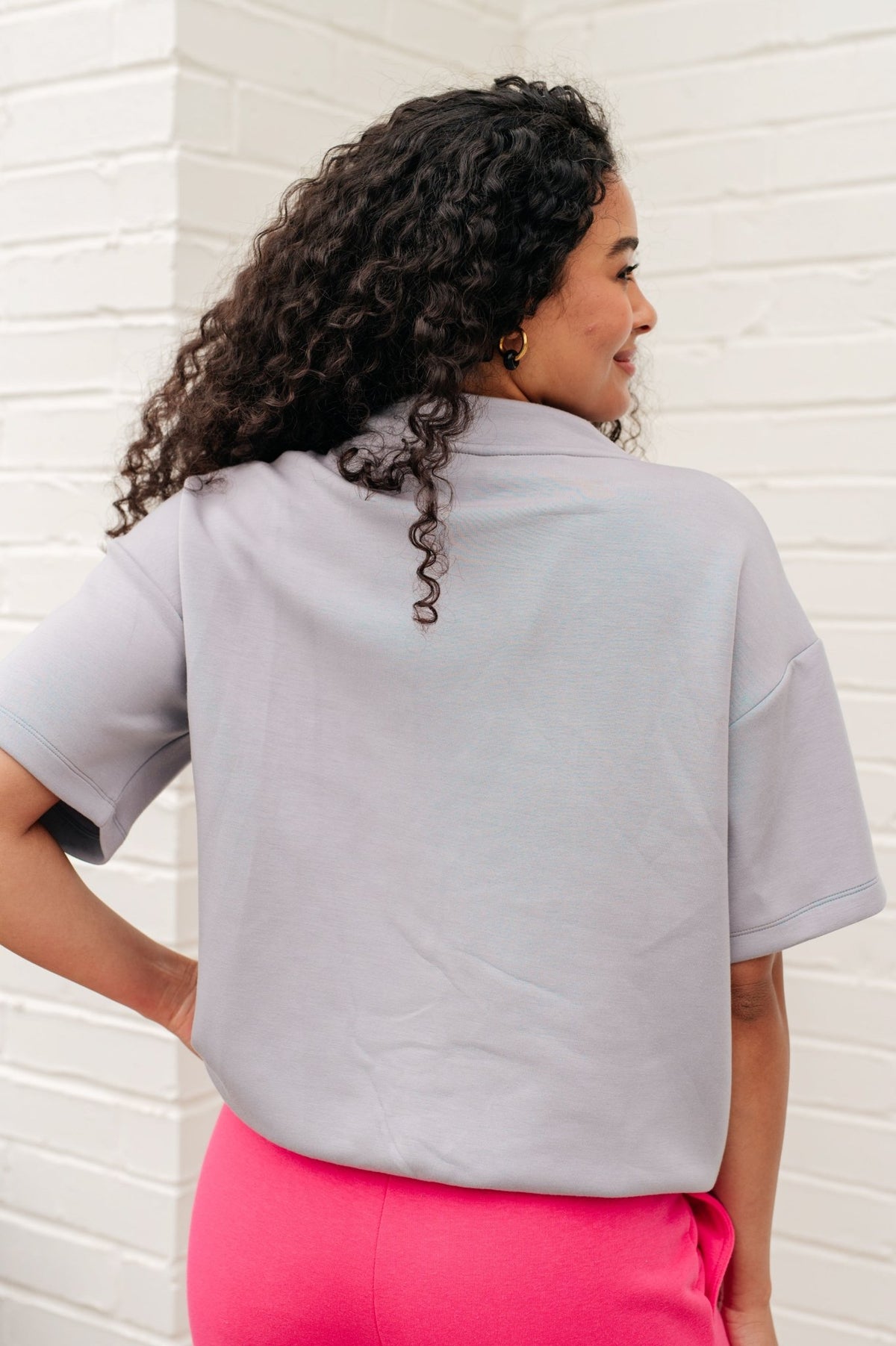 I Just Felt Like It Mock Neck Top in Mystic Grey - Happily Ever Atchison Shop Co.