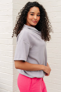 I Just Felt Like It Mock Neck Top in Mystic Grey - Happily Ever Atchison Shop Co.