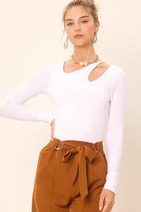 Idem Ditto Front Cut Out Long Sleeve Knit Top - Happily Ever Atchison Shop Co.