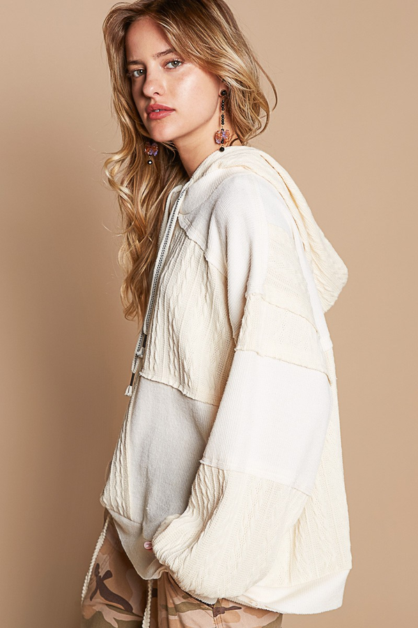 Balloon Sleeve Cut Sew Sweater Knit Top in Cream - 1985 the VAULT Boutique