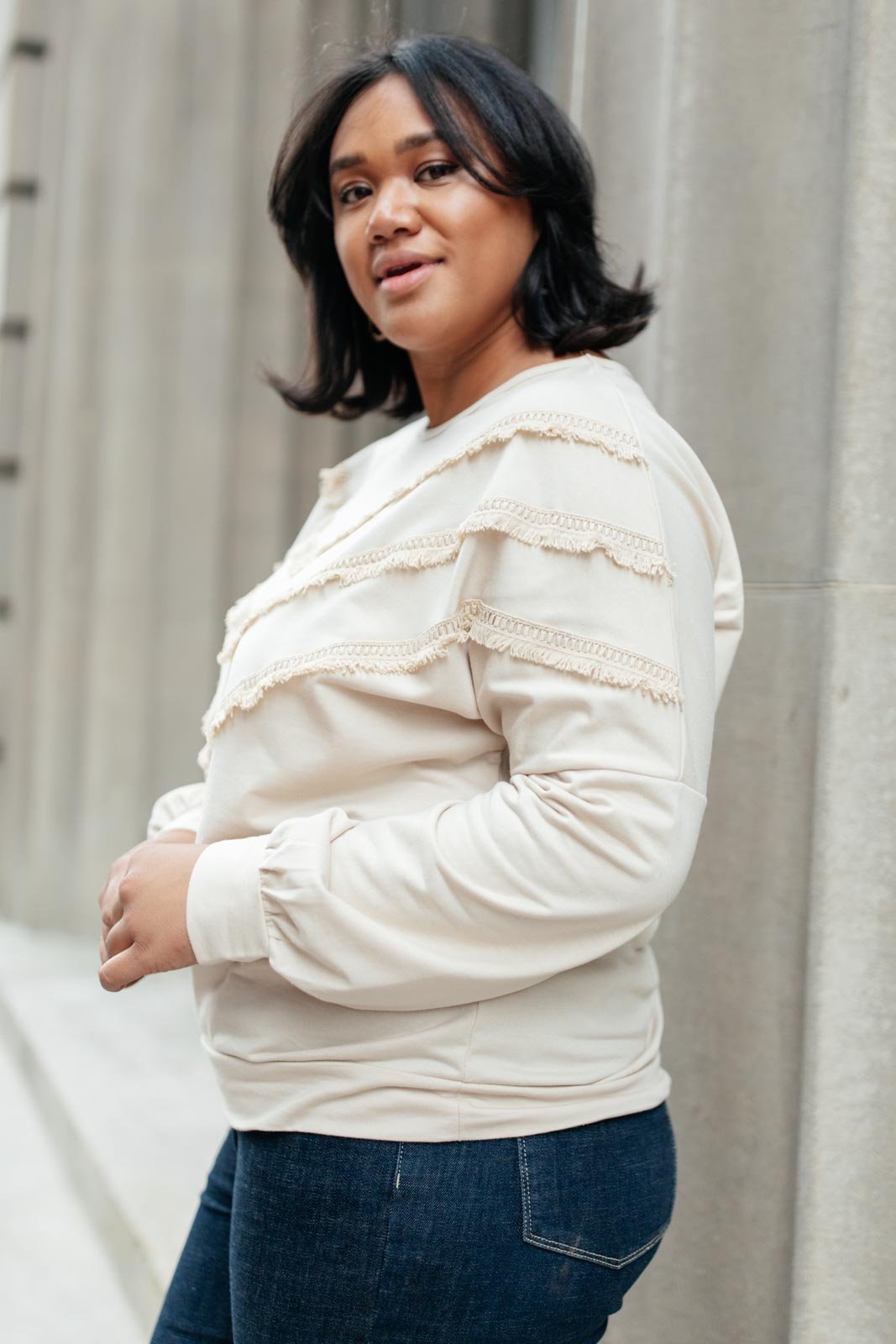 Into The Fringe Top in Beige - Happily Ever Atchison Shop Co.