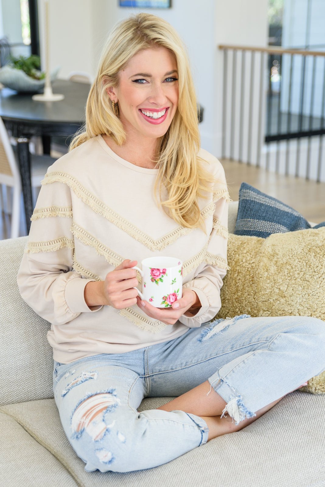 Into The Fringe Top in Beige - Happily Ever Atchison Shop Co.