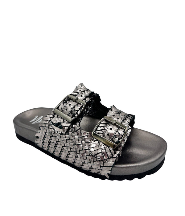 Intertwine Dual Woven Strap Slide in Pewter - 1985 THE VAULT