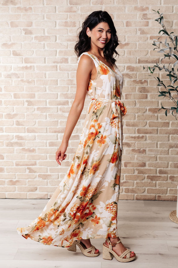 It's All Sunshine V - Neck Floral Dress in Orange - Happily Ever Atchison Shop Co.