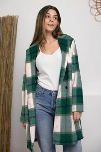 Double Take Full Size Plaid Button Up Lapel Collar Coat - 1985 the VAULT Boutique