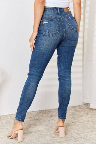 Judy Blue Full Size High Waist Distressed Slim Jeans - 1985 the VAULT Boutique