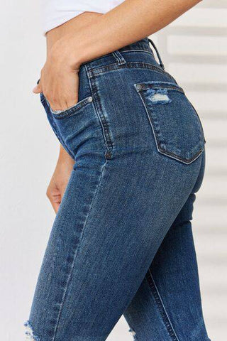 Judy Blue Full Size High Waist Distressed Slim Jeans - 1985 the VAULT Boutique