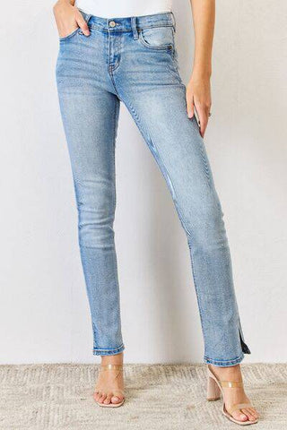 Kancan Full Size Mid Rise Y2K Slit Bootcut Jeans - 1985 the VAULT Boutique