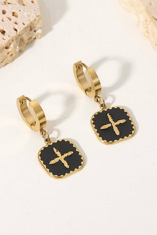 Plus Sign Square Shape Drop Earrings - 1985 the VAULT Boutique