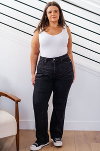 Joan High Rise Control Top Straight Jeans in Washed Black - Happily Ever Atchison Shop Co.