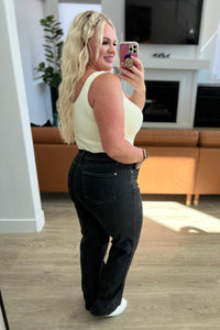 Joan High Rise Control Top Straight Jeans in Washed Black - Happily Ever Atchison Shop Co.