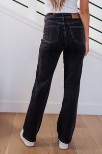 Joan High Rise Control Top Straight Jeans in Washed Black - Happily Ever Atchison Shop Co.