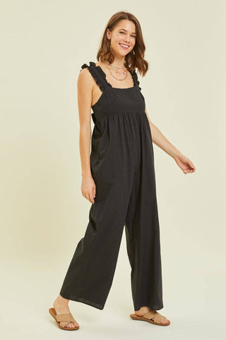 HEYSON Full Size Ruffled Strap Back Tie Wide Leg Jumpsuit - 1985 the VAULT Boutique