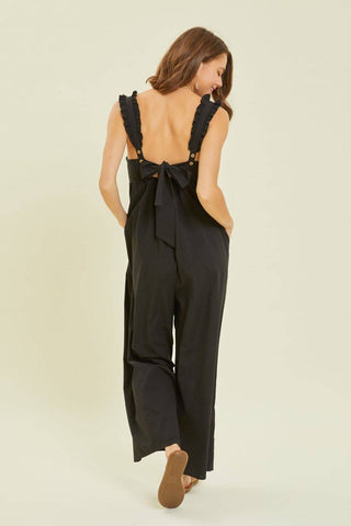 HEYSON Full Size Ruffled Strap Back Tie Wide Leg Jumpsuit - 1985 the VAULT Boutique