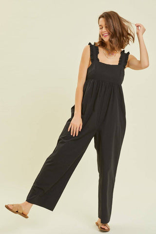 HEYSON Full Size Ruffled Strap Back Tie Wide Leg Jumpsuit - 1985 the VAULT Boutique