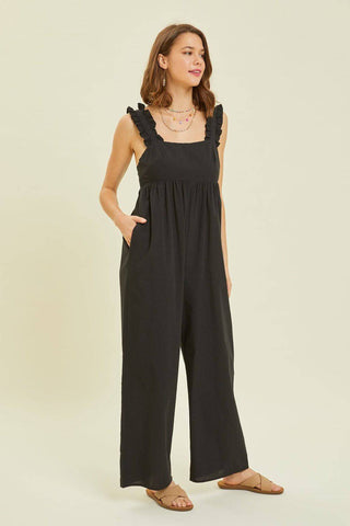 HEYSON Full Size Ruffled Strap Back Tie Wide Leg Jumpsuit - 1985 the VAULT Boutique