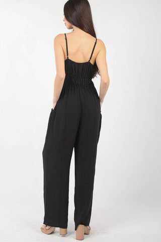 VERY J Pintuck Detail Woven Sleeveless Jumpsuit - 1985 the VAULT Boutique