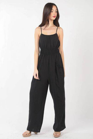 VERY J Pintuck Detail Woven Sleeveless Jumpsuit - 1985 the VAULT Boutique