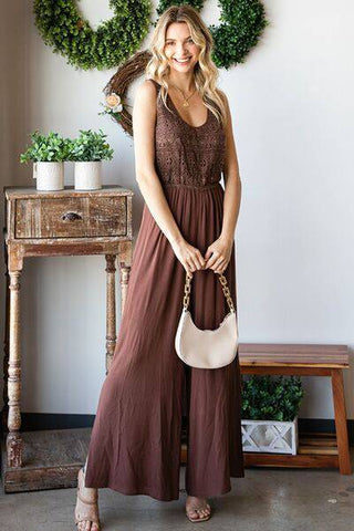 First Love Tie Back Sleeveless Slit Wide Leg Jumpsuit - 1985 the VAULT Boutique