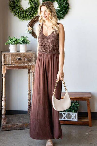 First Love Tie Back Sleeveless Slit Wide Leg Jumpsuit - 1985 the VAULT Boutique