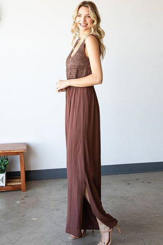 First Love Tie Back Sleeveless Slit Wide Leg Jumpsuit - 1985 the VAULT Boutique