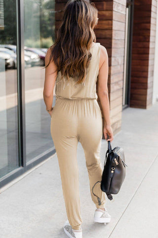 Drawstring Round Neck Sleeveless Jumpsuit - 1985 the VAULT Boutique