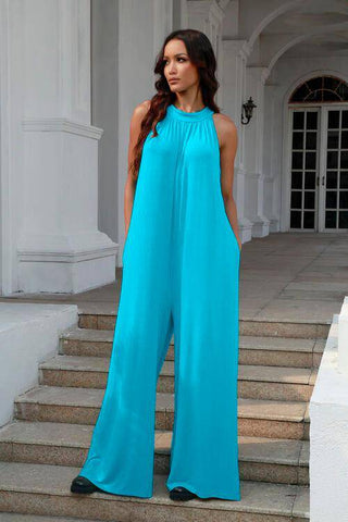 Double Take Full Size Tie Back Cutout Sleeveless Jumpsuit - 1985 the VAULT Boutique