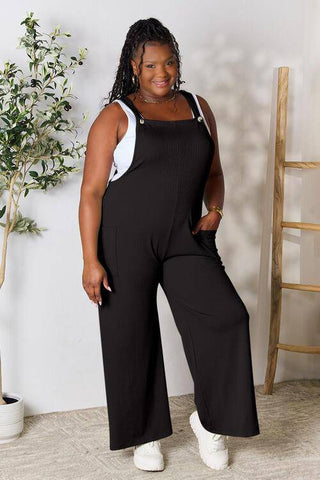 Double Take Full Size Wide Strap Overall with Pockets - 1985 the VAULT Boutique