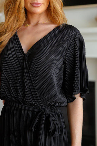 Lovely Life Plisse Romper in Black - 1985 the VAULT Boutique