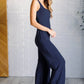 Shavasana Everyday Wide Leg Jumpsuit in Navy - 1985 the VAULT Boutique