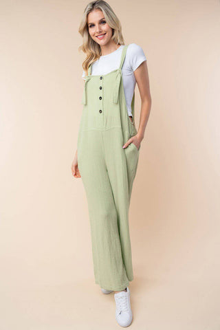 White Birch Texture Sleeveless Wide Leg Jumpsuit - 1985 the VAULT Boutique