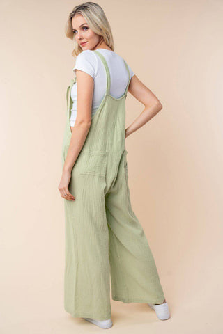 White Birch Texture Sleeveless Wide Leg Jumpsuit - 1985 the VAULT Boutique