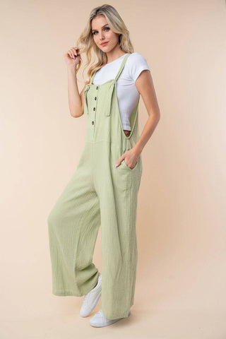 White Birch Texture Sleeveless Wide Leg Jumpsuit - 1985 the VAULT Boutique