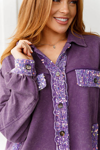 Chaos of Sequins Shacket in Purple - 1985 the VAULT Boutique