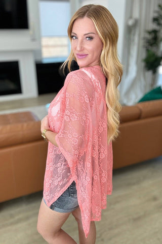 Good Days Ahead Lace Kimono In Coral - 1985 the VAULT Boutique