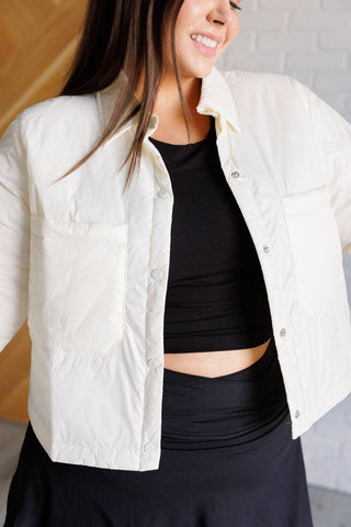 Hear Me Out Lightweight Puffer Jacket in Beige - 1985 the VAULT Boutique