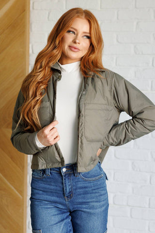 Hear Me Out Lightweight Puffer Jacket in Olive - 1985 the VAULT Boutique