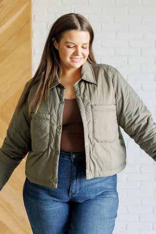 Hear Me Out Lightweight Puffer Jacket in Olive - 1985 the VAULT Boutique