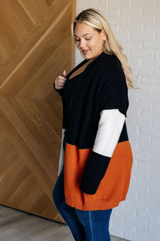 Writer's Block Color Block Open Front Cardigan - 1985 the VAULT Boutique