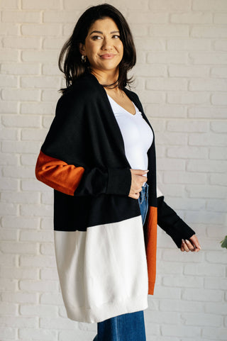 Writer's Block Color Block Open Front Cardigan - 1985 the VAULT Boutique