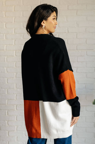 Writer's Block Color Block Open Front Cardigan - 1985 the VAULT Boutique