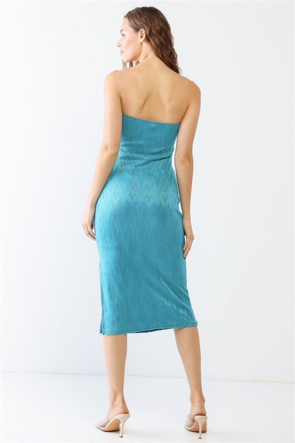 Le Lis Geometric Print Strapless Side Slit Dress - Happily Ever Atchison Shop Co.