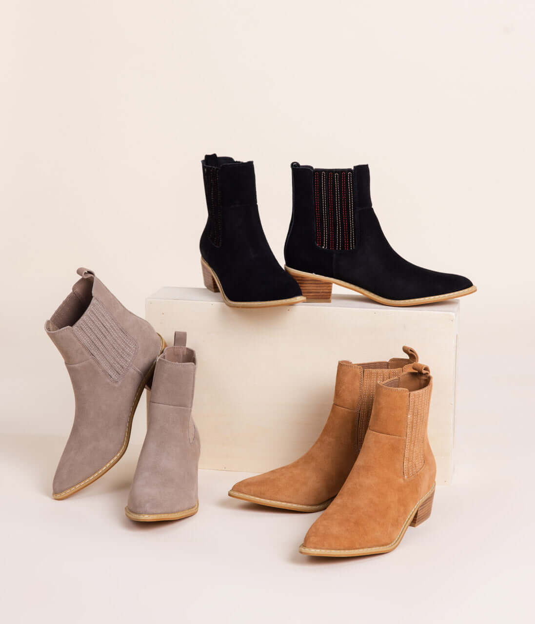 Leonor Suede Ankle Boot in Taupe - 1985 the VAULT Boutique