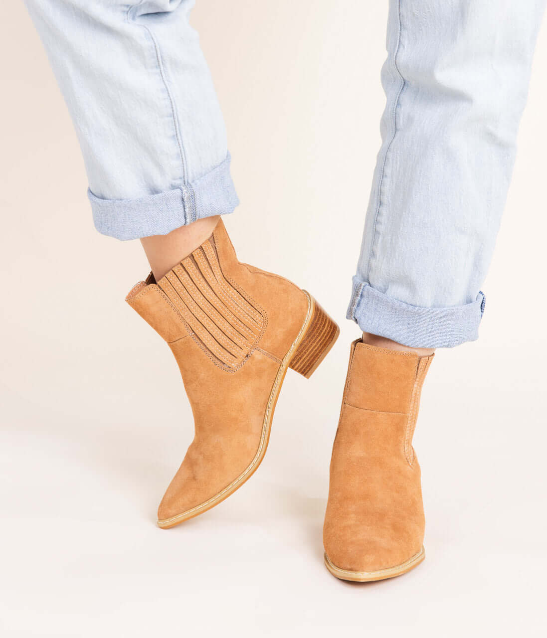 Leonor Suede Ankle Boot in Tan - 1985 the VAULT Boutique