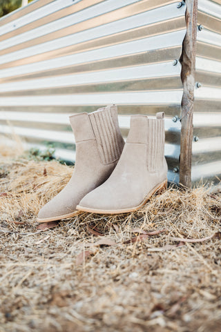 Leonor Suede Ankle Boot in Taupe - 1985 the VAULT Boutique