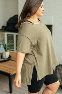 Let Me Live Relaxed Tee in Army - Happily Ever Atchison Shop Co.