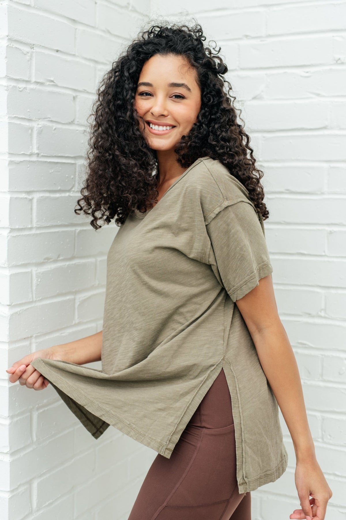 Let Me Live Relaxed Tee in Army - Happily Ever Atchison Shop Co.